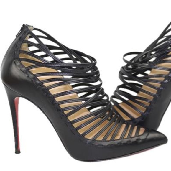 Louboutin Black Kid Leather Gortik 37 - Picture 2 of 8